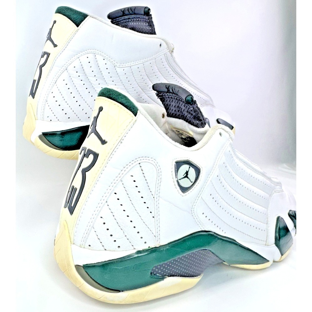 Nike Air Jordan 14 Retro Forest Green White 2005 Size 13 311832-131 No Laces - Picture 3 of 16